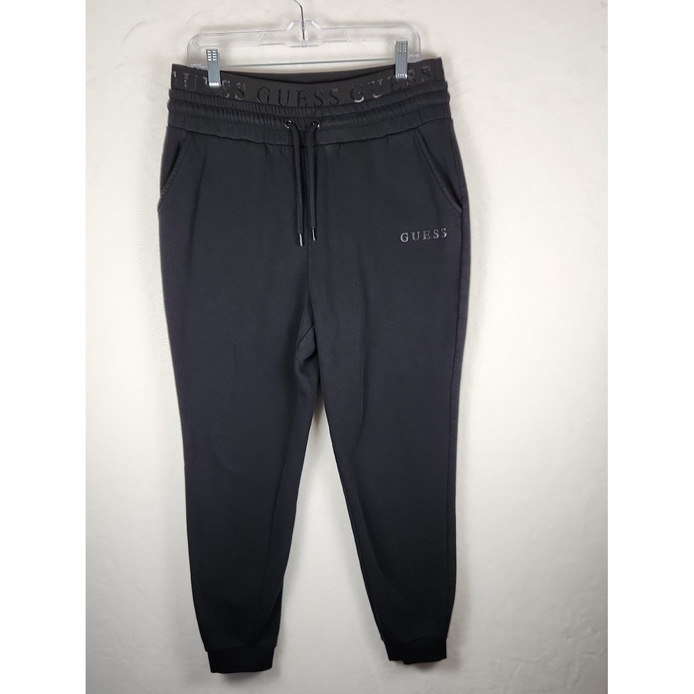 GUESS Black Logo Sweat Joggers with Branded Waistband Size Large - Picture 3 of 8